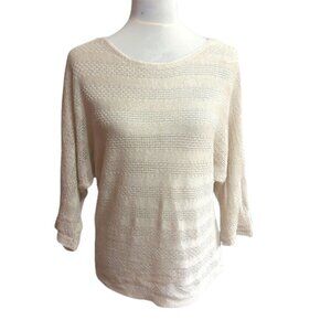 Tahari Lightweight Long Sleeve Pullover Linen Striped Sweater